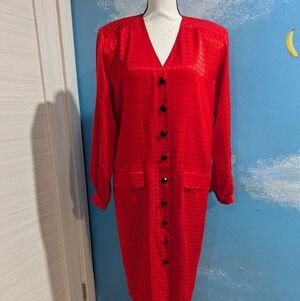 Liz Claiborne Vibrant Red Long Sleeve Dress